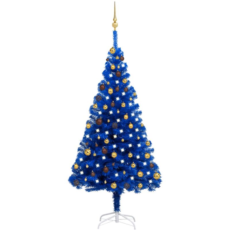 

Set de árbol de Navidad artificial con LED y bolas azul 180 cm - Vidaxl