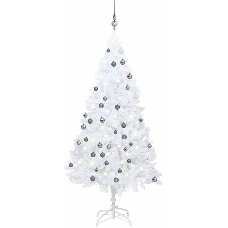 

Set de árbol de Navidad artificial con LED y bolas blanco 120cm - Vidaxl