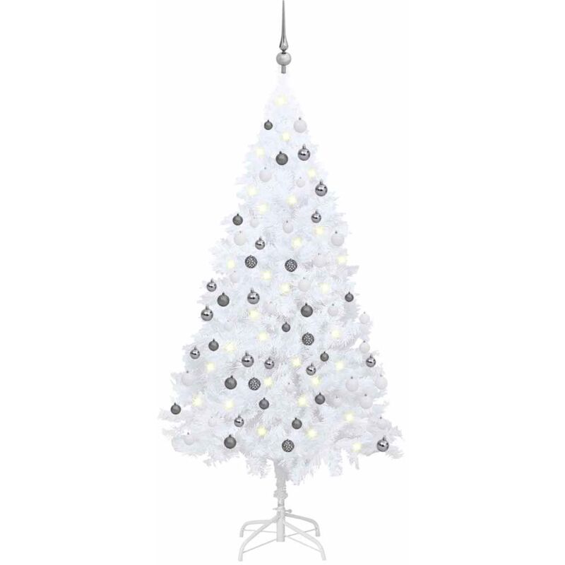 

Set de árbol de Navidad artificial con LED y bolas blanco 180cm - Vidaxl