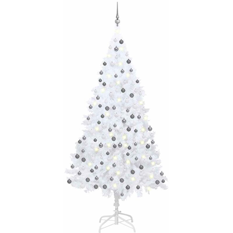 

vidaXL Set de árbol de Navidad artificial con LED y bolas blanco 210cm