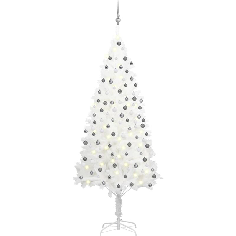 

Set de árbol de Navidad artificial con LED y bolas blanco 210cm - Vidaxl