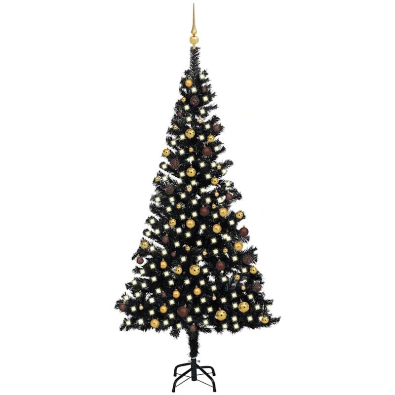 

Set de árbol de Navidad artificial con LED y bolas negro 240 cm - Vidaxl