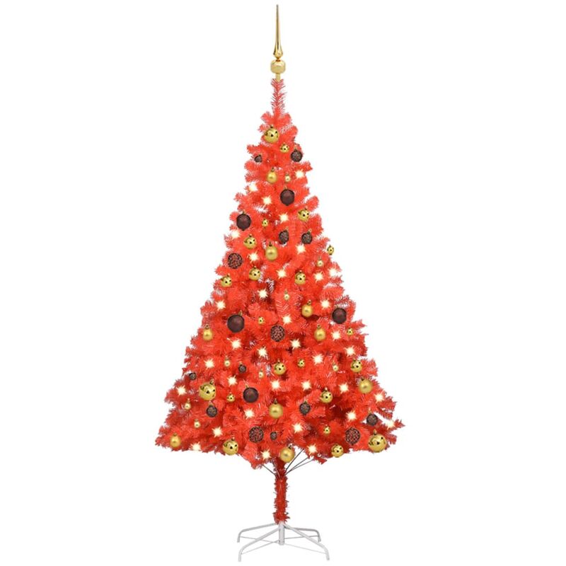 

Set de árbol de Navidad artificial con LED y bolas rojo 150 cm - Vidaxl