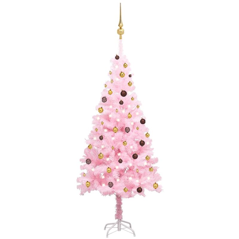

Set de árbol de Navidad artificial con LED y bolas rosa 210 cm - Vidaxl