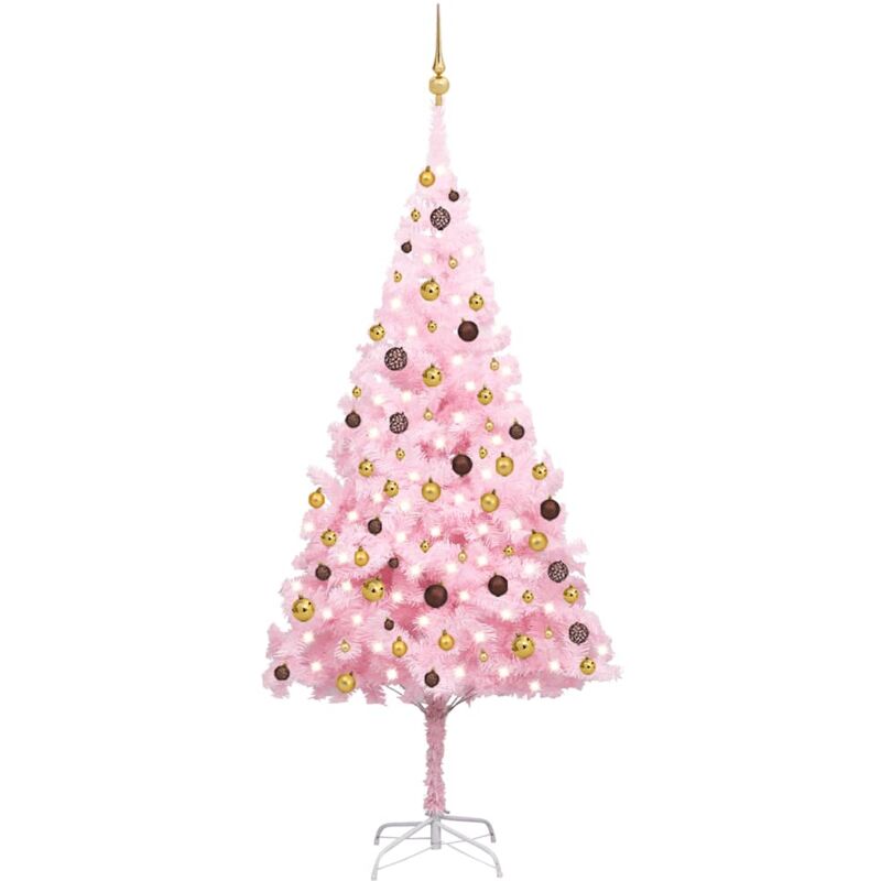 

Set de árbol de Navidad artificial con LED y bolas rosa 240 cm - Vidaxl