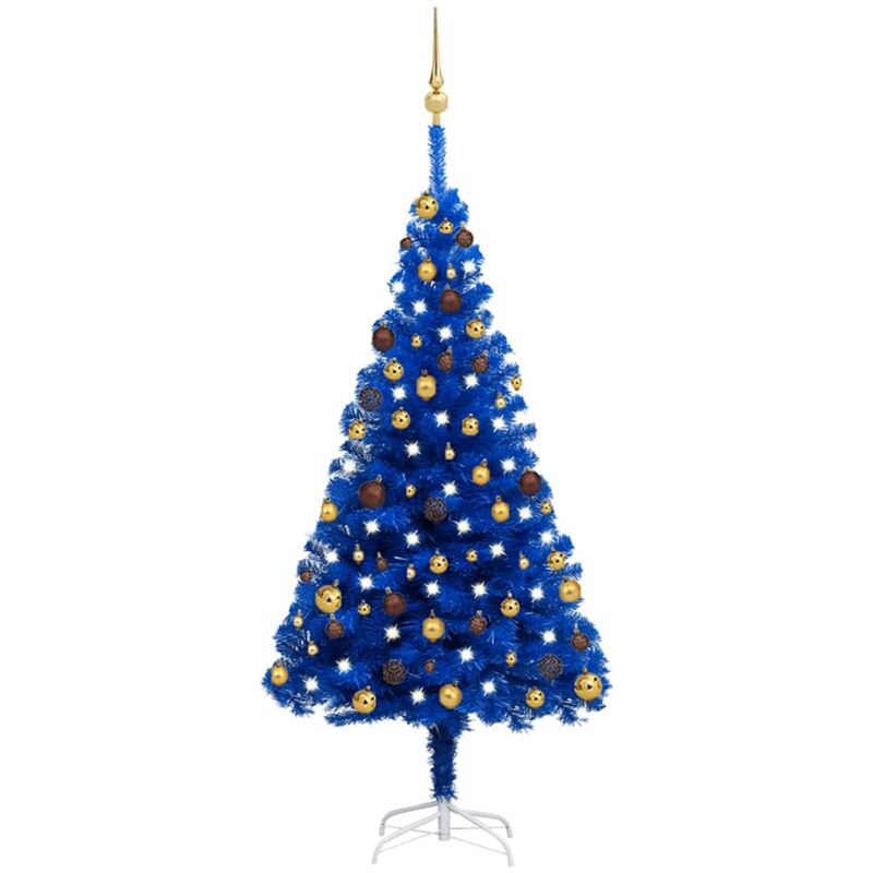 

Set de árbol de Navidad artificial con LEDs y bolas azul 150 cm - Vidaxl