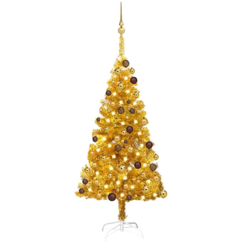 

vidaXL Set de árbol de Navidad artificial LED y bolas dorado PET 120cm