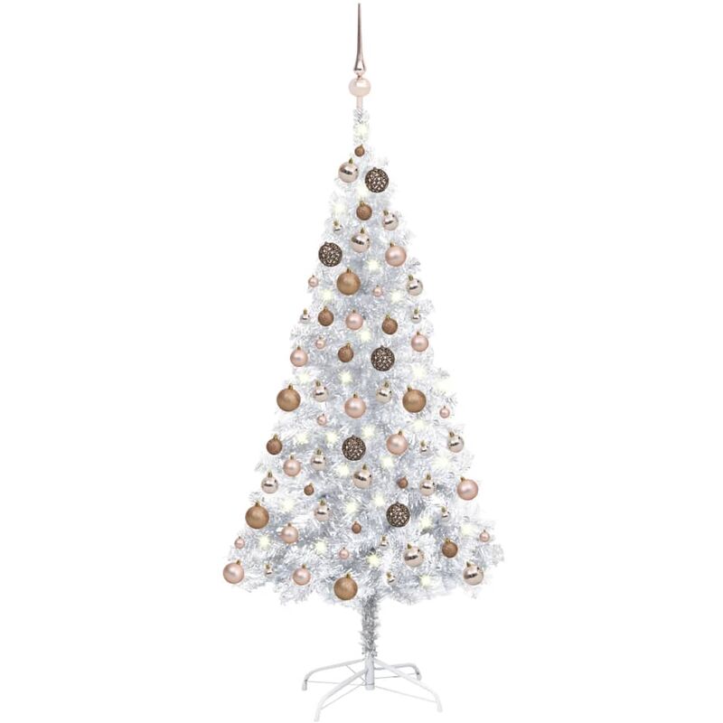 

Set de árbol de Navidad artificial LED y bolas plateado 150 cm - Vidaxl