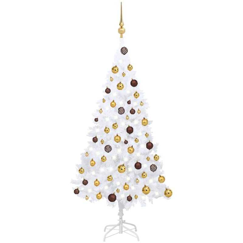 

Set de árbol de Navidad artificial LED y bolas PVC blanco 120cm - Vidaxl