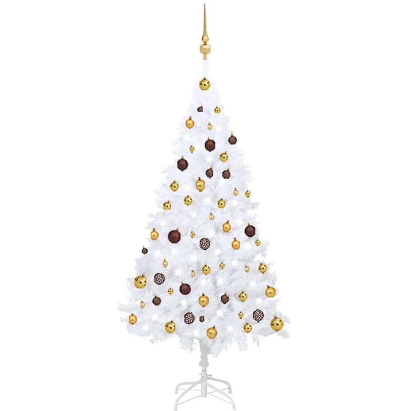 

vidaXL Set de árbol de Navidad artificial LED y bolas PVC blanco 150cm