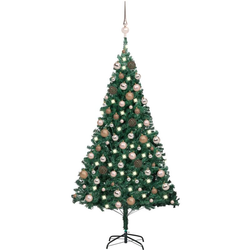 

vidaXL Set de árbol de Navidad artificial LED y bolas PVC verde 150 cm