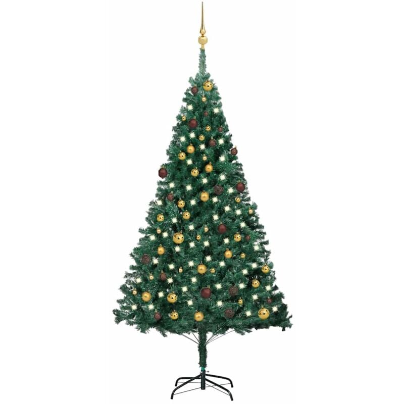 

Set de árbol de Navidad artificial LED y bolas PVC verde 210 cm - Vidaxl