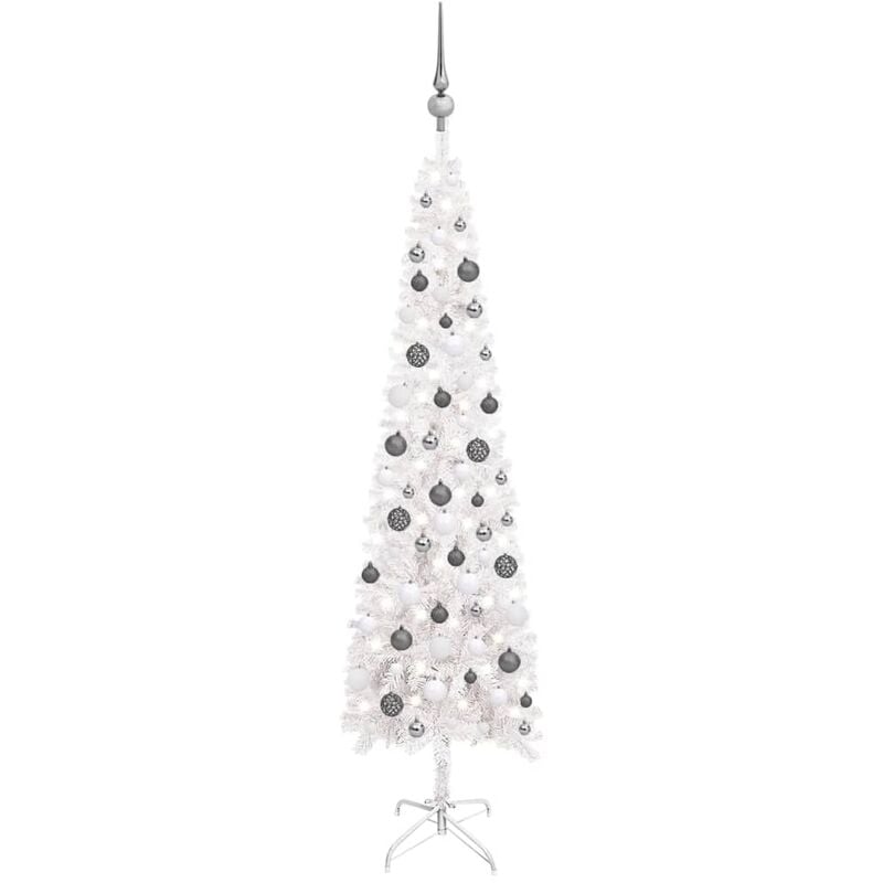 

Set de árbol de Navidad estrecho con LED y bola blanco 180 cm - Vidaxl
