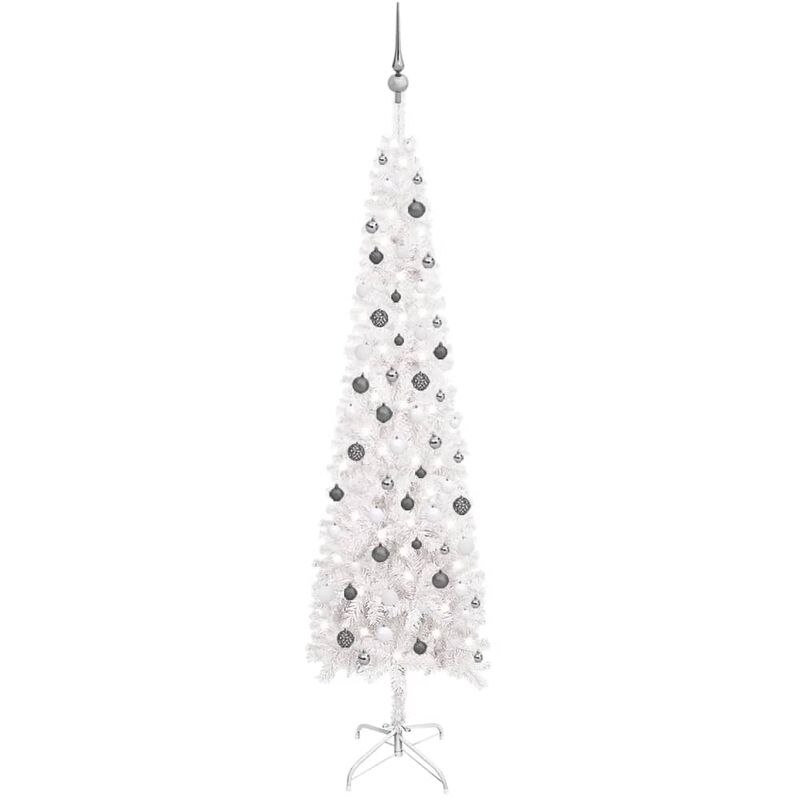 

Set de árbol de Navidad estrecho con LED y bola blanco 240 cm - Vidaxl