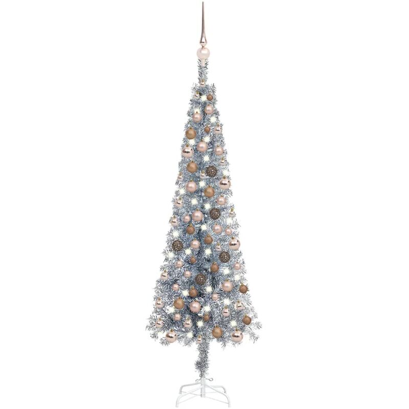 

Set de árbol de Navidad estrecho con LED y bola plateado 120 cm - Vidaxl