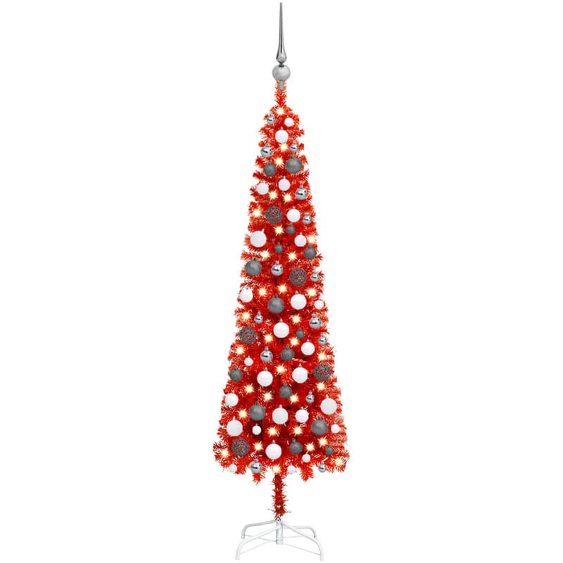 

Set de árbol de Navidad estrecho con LED y bola rojo 120 cm - Vidaxl