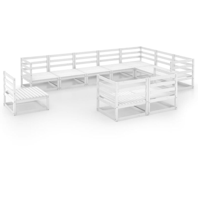 

Vidaxl - Set de salón de jardín de 10 piezas blanco madera maciza pino - Blanco