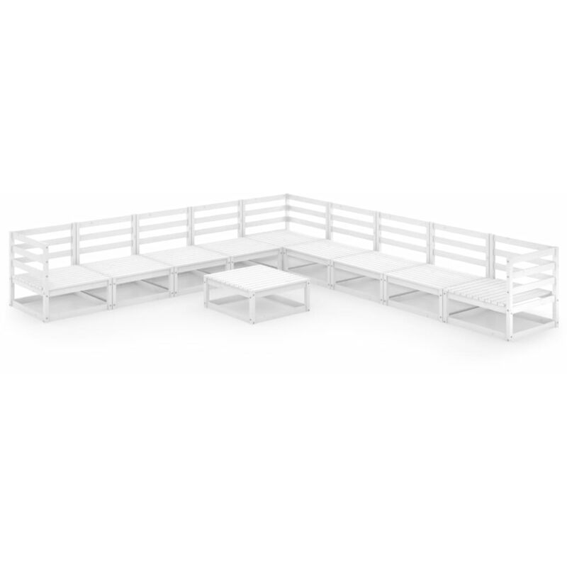 

Vidaxl - Set de salón de jardín de 10 piezas blanco madera maciza pino - Blanco