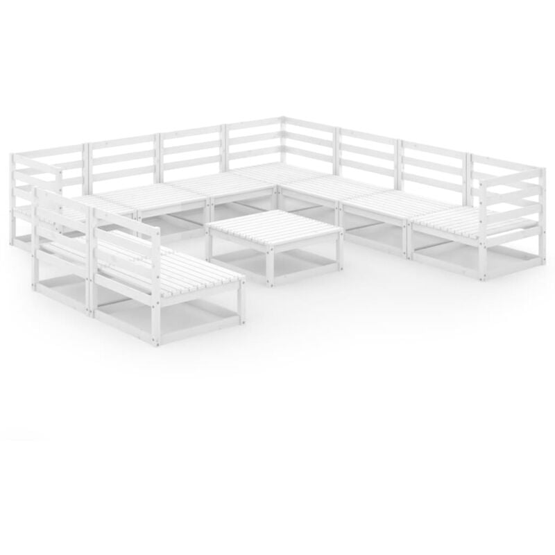 

Vidaxl - Set de salón de jardín de 10 piezas blanco madera maciza pino - Blanco