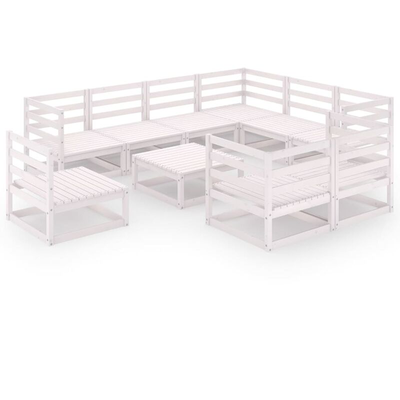 

Vidaxl - Set de salón de jardín de 10 piezas blanco madera maciza pino - Blanco