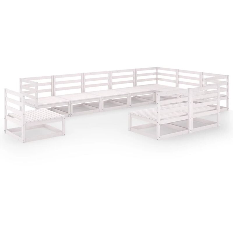 

Vidaxl - Set de salón de jardín de 10 piezas blanco madera maciza pino - Blanco