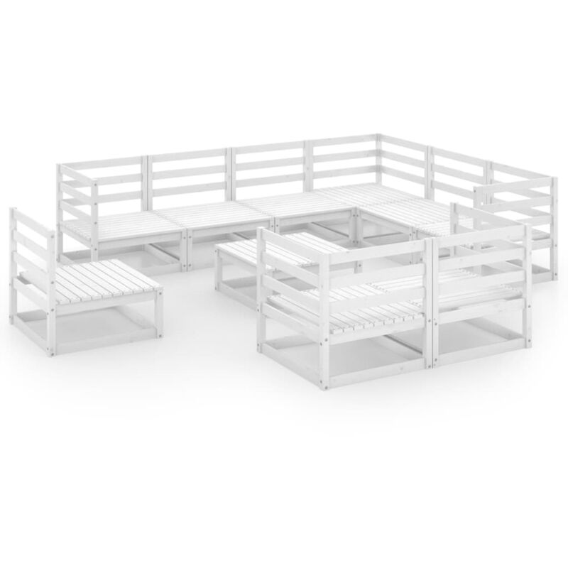 

Set de salón de jardín de 10 piezas blanco madera maciza pino - Blanco - Vidaxl