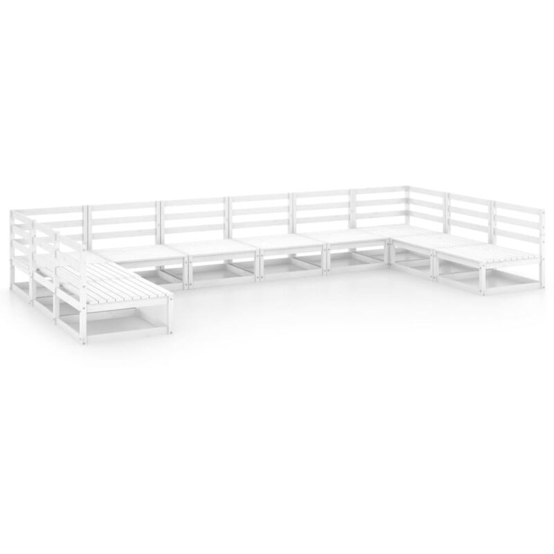 

Vidaxl - Set de salón de jardín de 10 piezas madera maciza de pino - Blanco