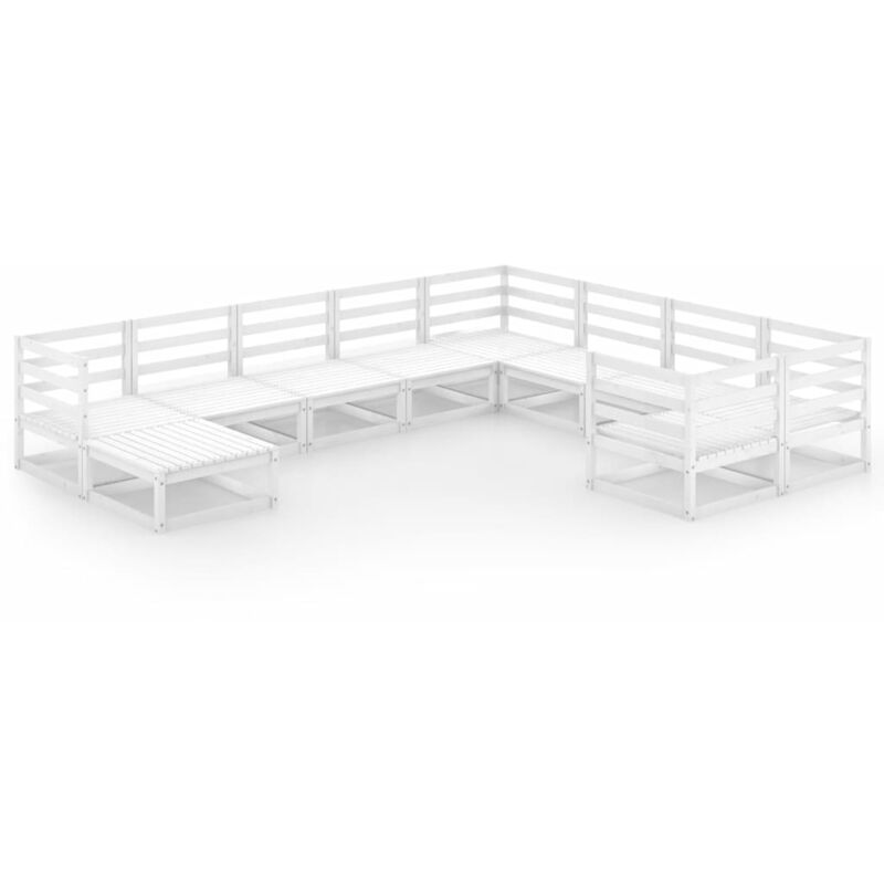 

Set de salón de jardín de 10 piezas madera maciza de pino - Blanco - Vidaxl