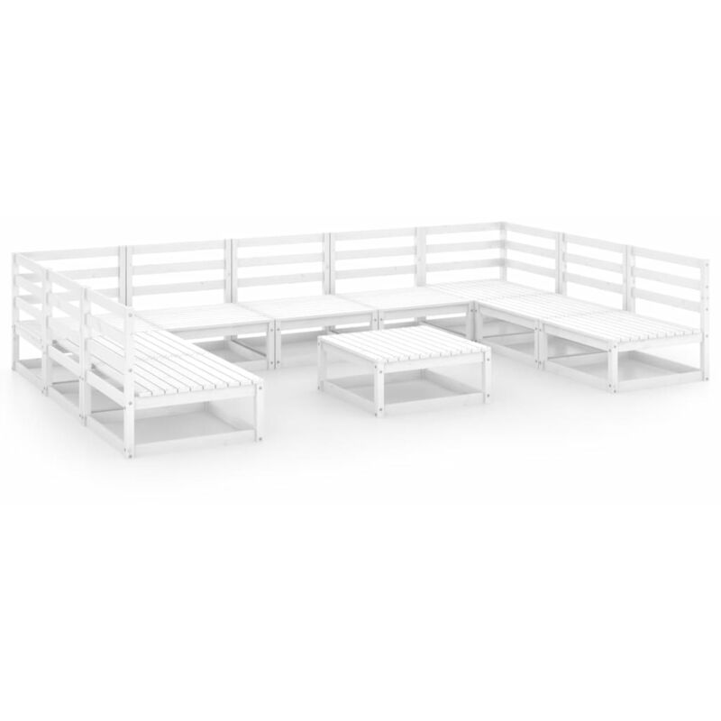 

Set de salón de jardín de 10 piezas madera maciza de pino - Blanco - Vidaxl