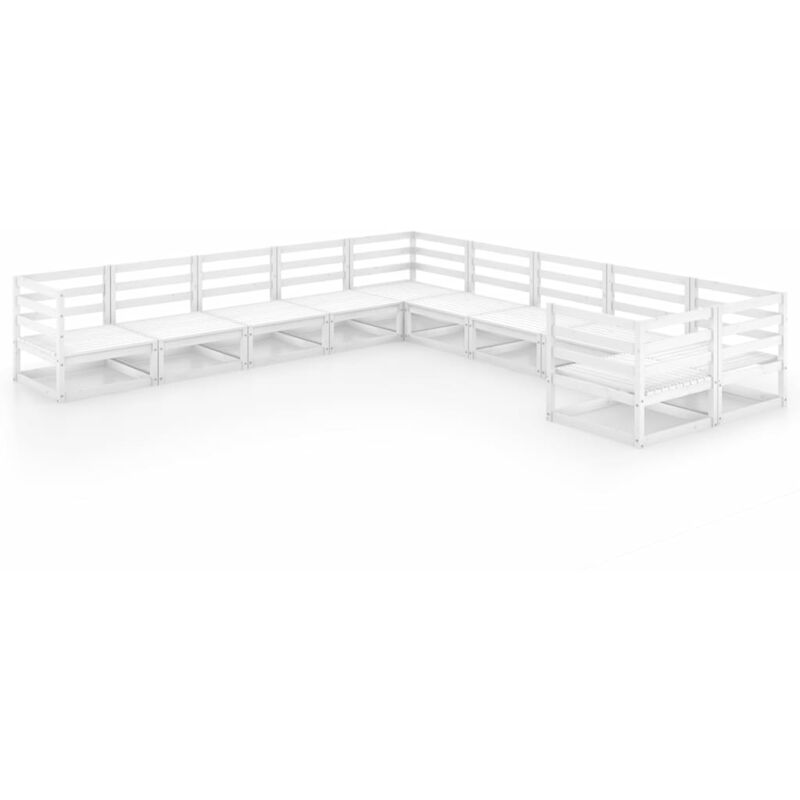 

Vidaxl - Set de salón de jardín de 10 piezas madera maciza pino - Blanco