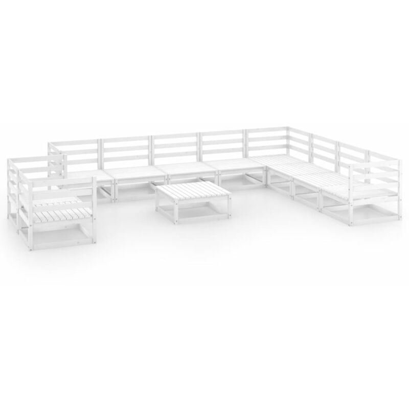 

Set de salón de jardín de 11 piezas blanco madera maciza pino - Blanco - Vidaxl