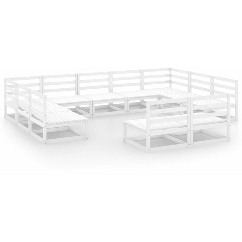 

Vidaxl - Set de salón de jardín de 11 piezas madera maciza de pino - Blanco