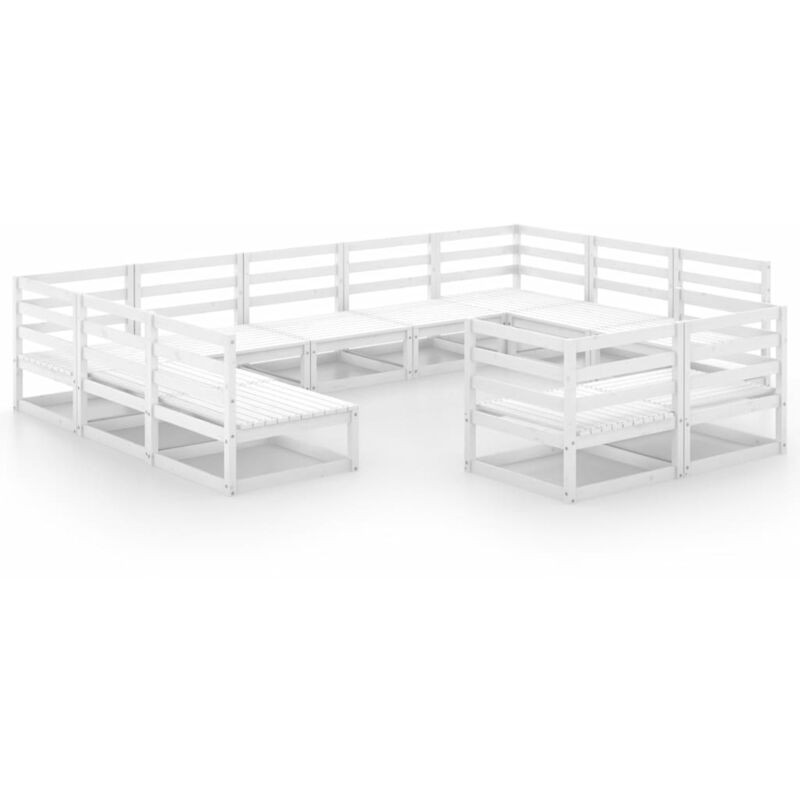 

Vidaxl - Set de salón de jardín de 11 piezas madera maciza de pino - Blanco