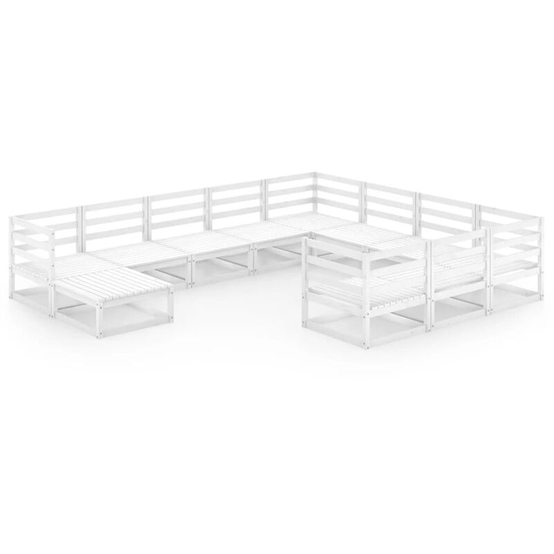 

Set de salón de jardín de 11 piezas madera maciza de pino - Blanco - Vidaxl