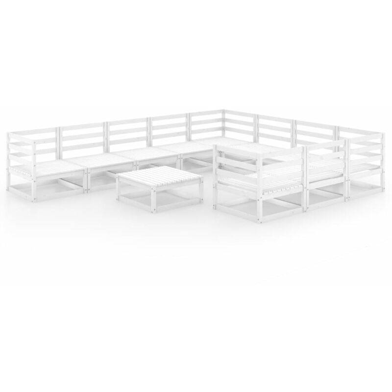 

Set de salón de jardín de 11 piezas madera maciza de pino - Blanco - Vidaxl