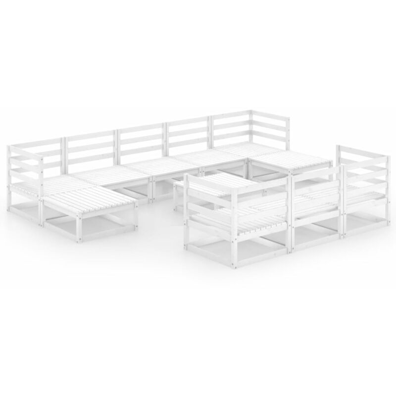 

Set de salón de jardín de 11 piezas madera maciza de pino - Blanco - Vidaxl