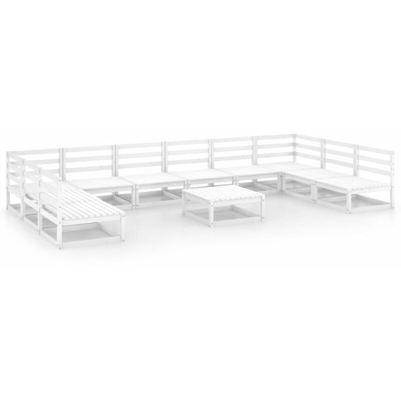 

Vidaxl - Set de salón de jardín de 11 piezas madera maciza de pino - Blanco
