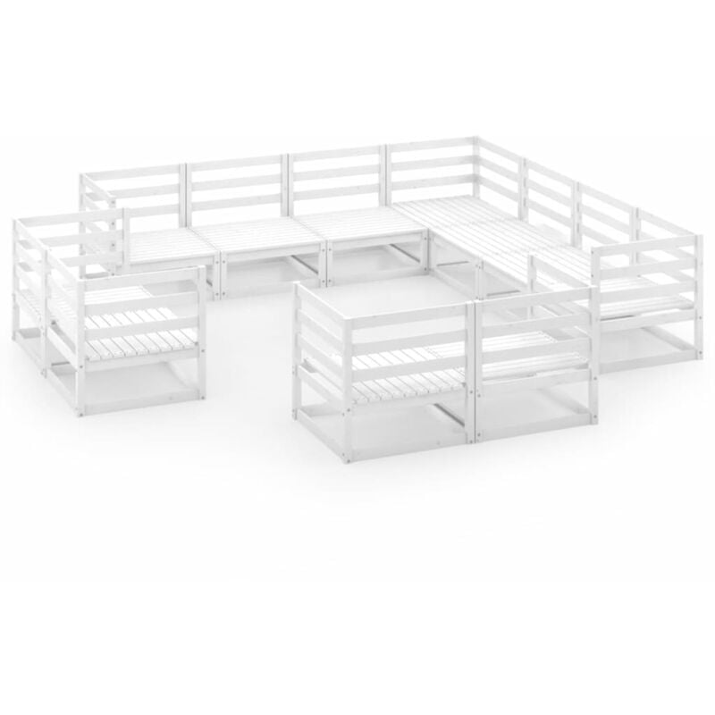 

Vidaxl - Set de salón de jardín de 11 pzas blanco madera maciza de pino - Blanco