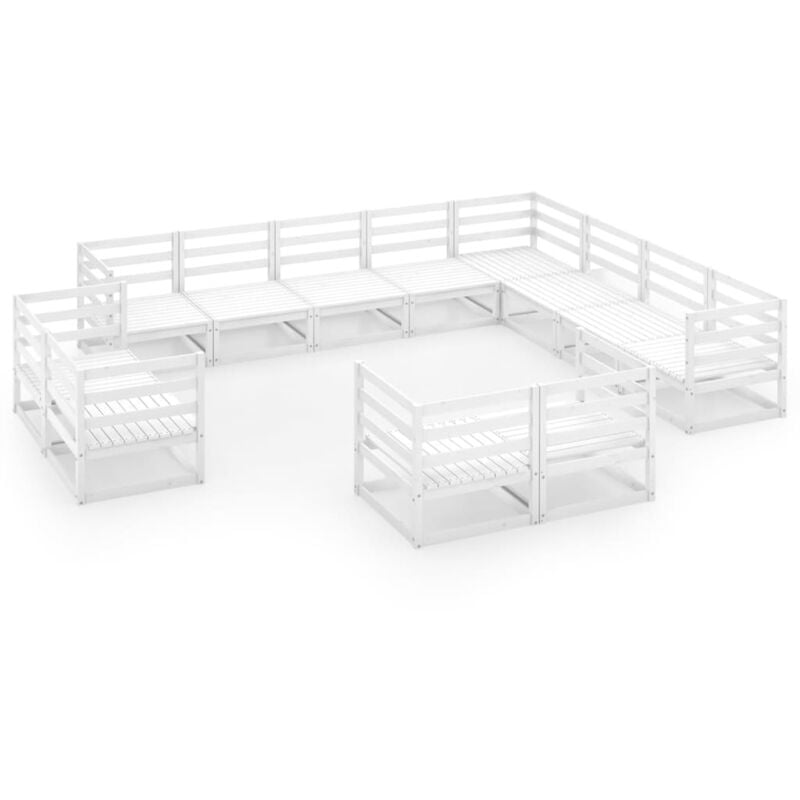 

Vidaxl - Set de salón de jardín de 12 piezas blanco madera maciza pino - Blanco