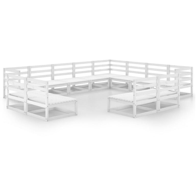 

Vidaxl - Set de salón de jardín de 12 piezas blanco madera maciza pino - Blanco