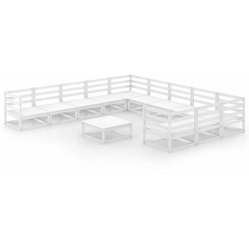 

Set de salón de jardín de 12 piezas madera maciza de pino - Blanco - Vidaxl