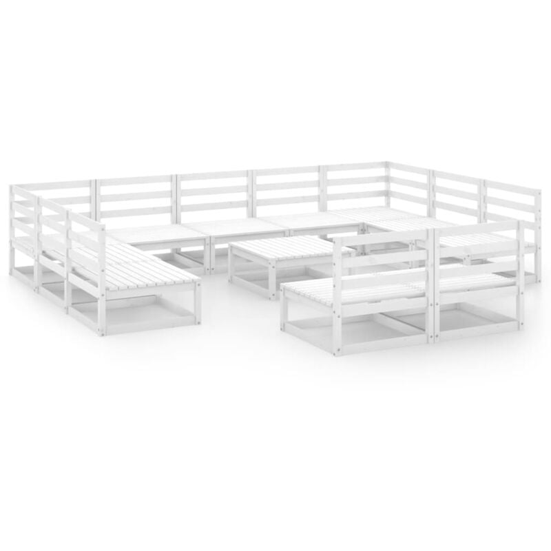 

Set de salón de jardín de 12 piezas madera maciza de pino - Blanco - Vidaxl