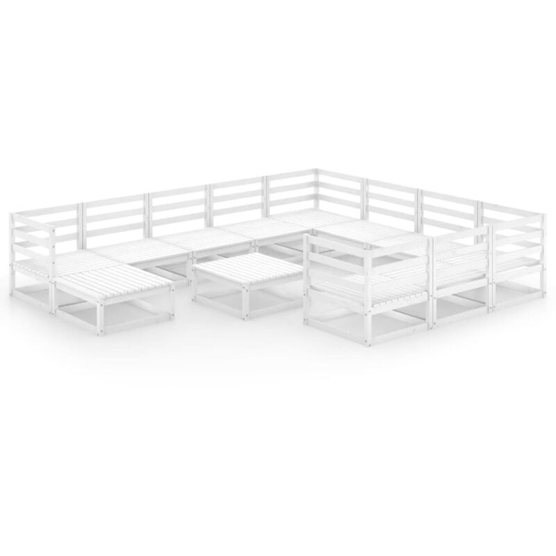 

vidaXL Set de salón de jardín de 12 piezas madera maciza pino - Blanco