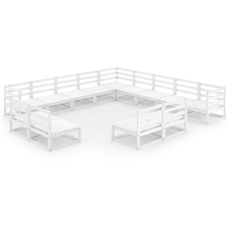 

Vidaxl - Set de salón de jardín de 13 piezas blanco madera maciza pino - Blanco