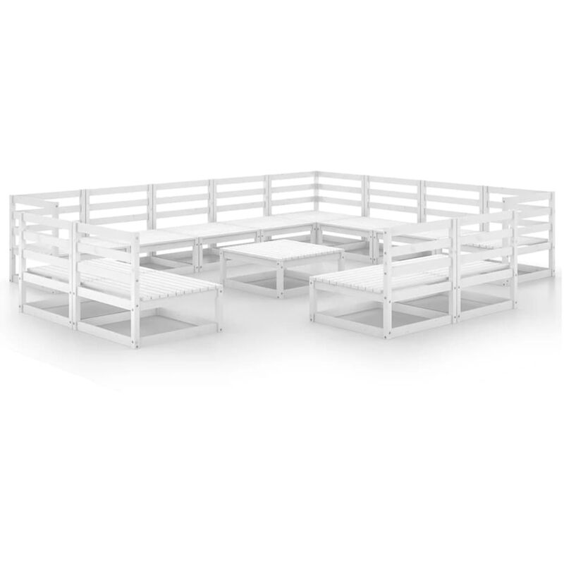 

Vidaxl - Set de salón de jardín de 13 piezas blanco madera maciza pino - Blanco