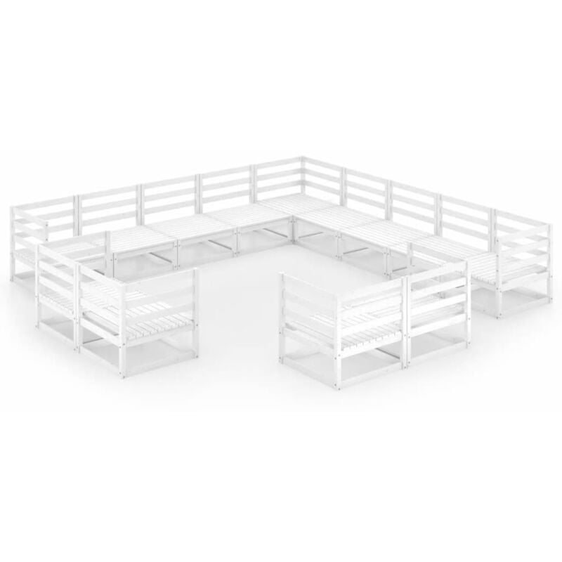 

Vidaxl - Set de salón de jardín de 13 piezas madera maciza de pino - Blanco