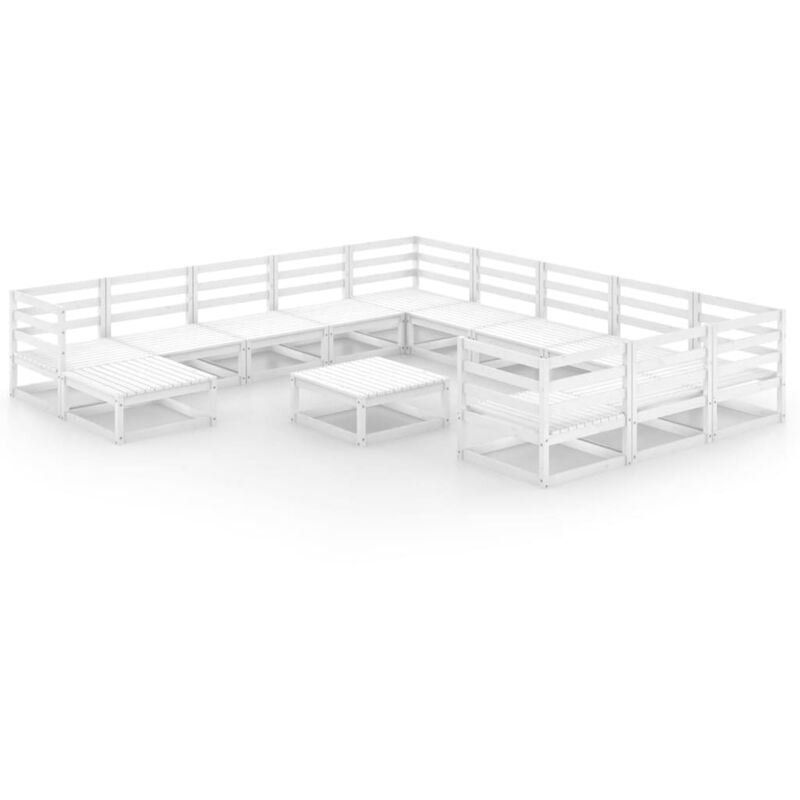 

Set de salón de jardín de 13 piezas madera maciza pino - Blanco - Vidaxl