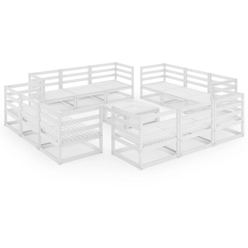 

Vidaxl - Set de salón de jardín de 13 pzas blanco madera maciza de pino - Blanco
