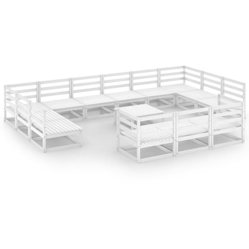 

Set de salón de jardín de 14 piezas madera maciza de pino - Blanco - Vidaxl