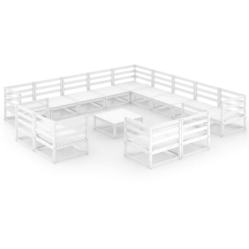 

Set de salón de jardín de 14 piezas madera maciza de pino - Blanco - Vidaxl